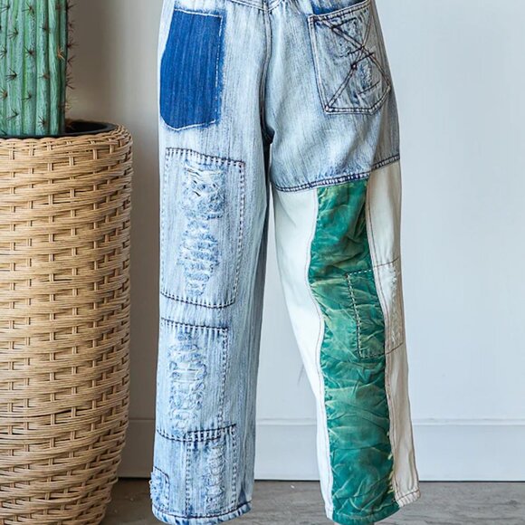 Oli & Hali Distressed Patchwork Denim Jeans - Picture 5 of 8